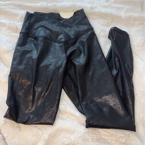 Shiny black aerie crossover leggings